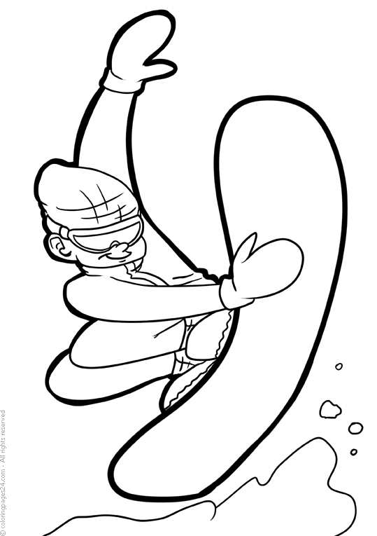Plansa de colorat cu Snowboarding 3 3